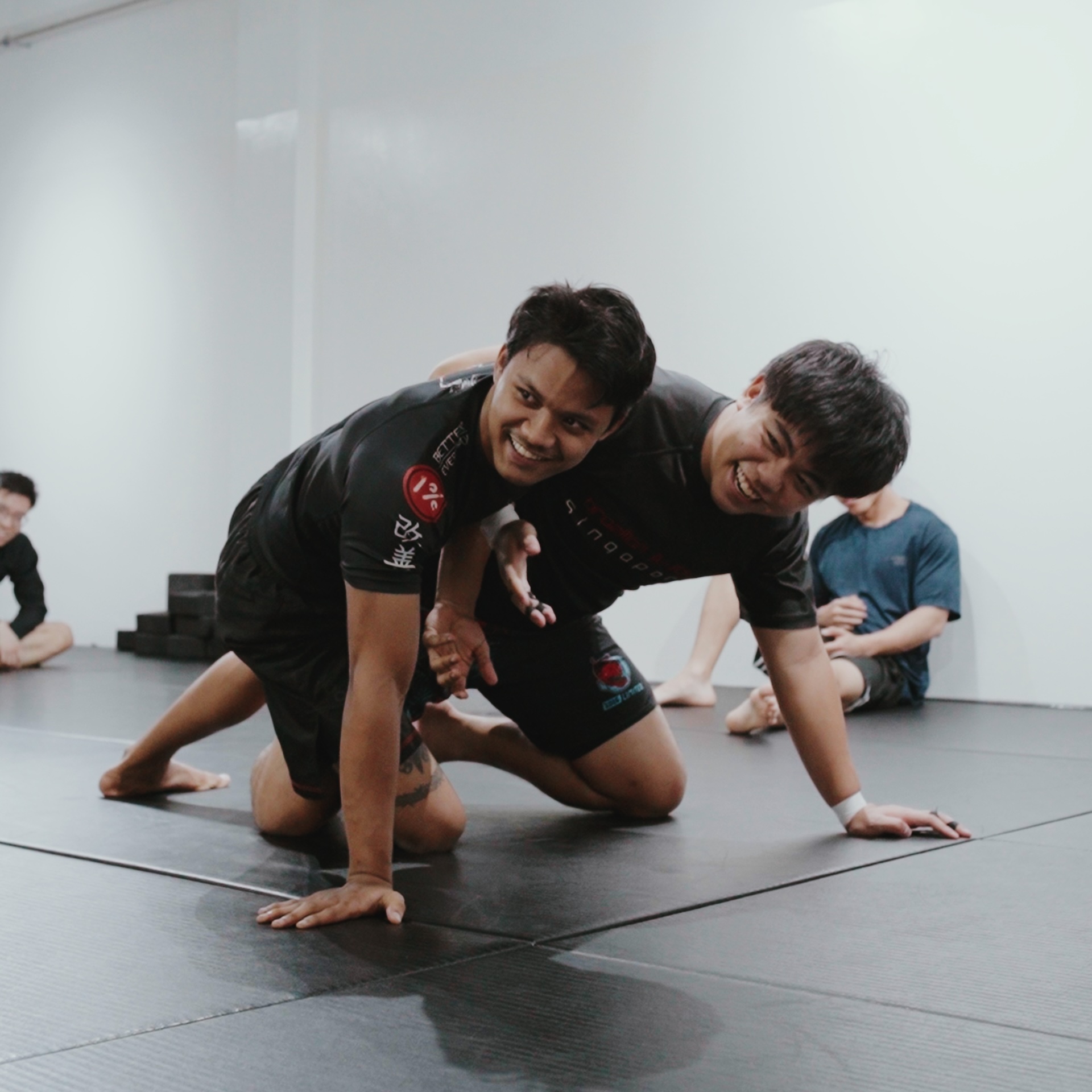 Students smiling during a roll